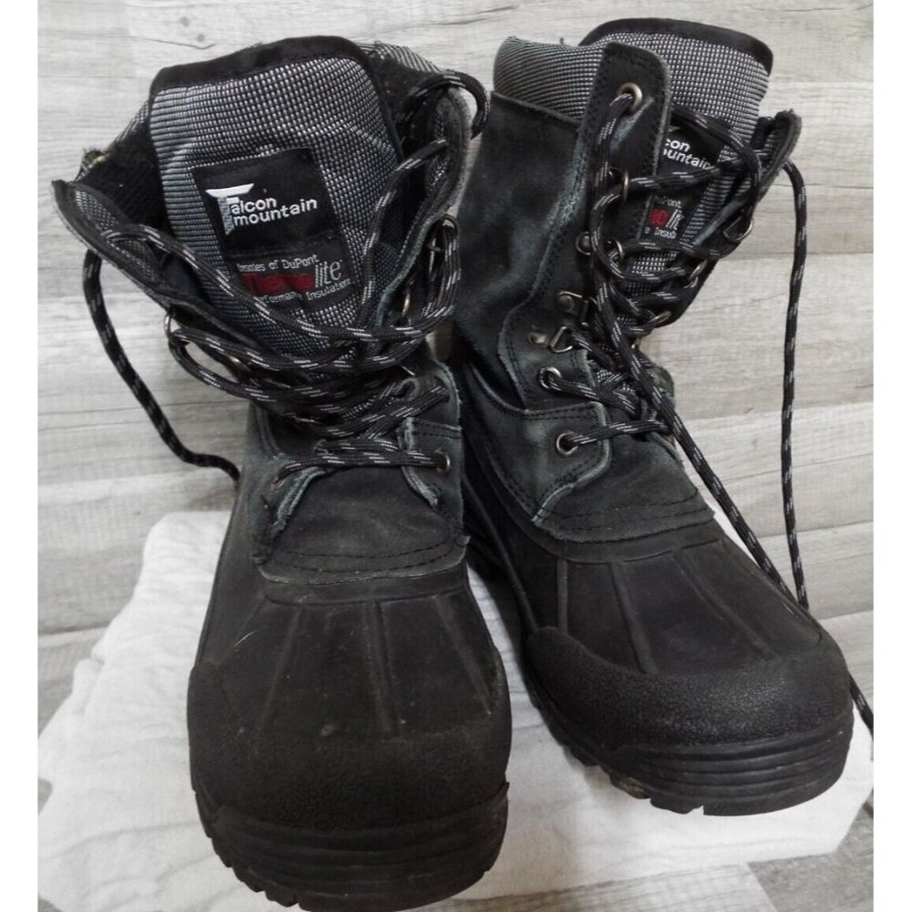 Falcon Mountain Thermolite Snow Boots, Men's 7, Black, Waterproof, Pre owned